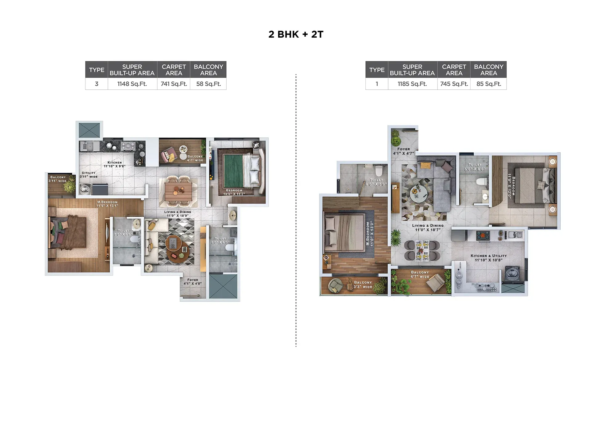 2 BHK floor plan option